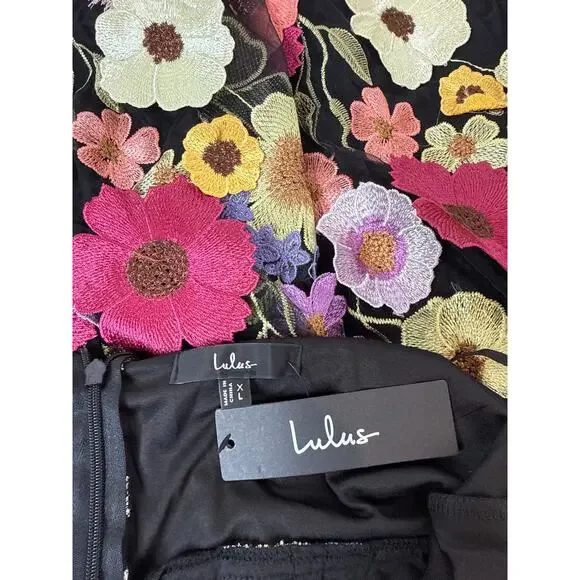 thriving poise black 3d floral embroidered tie strap maxi dress 3D Floral Strappy Maxi Dress - Black, 8 main image 0